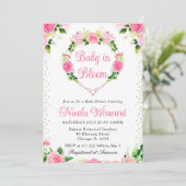 ピンクローゼフラワーズハートリースベビーシャワー 招待状 (スタンド正面)
