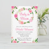 ピンクローゼフラワーズリースベビーシャワー 招待状 (スタンド正面)