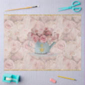 ピンクローゼブーケ金ゴールドビークラウンブルーデカップホテル 薄葉紙 (クラフト)