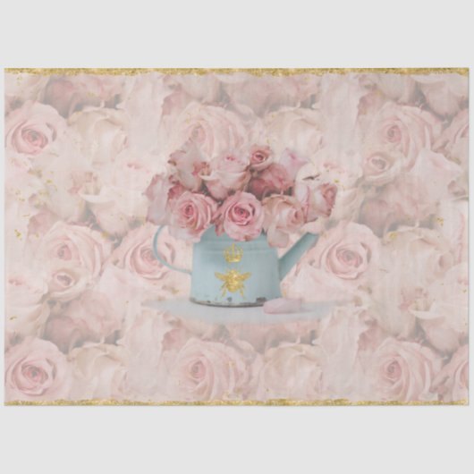 ピンクローゼブーケ金ゴールドビークラウンブルーデカップホテル 薄葉紙 (正面)