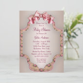 ピンクローゼベビーガールシャワー招待状 招待状 (スタンド正面)
