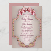 ピンクローゼベビーガールシャワー招待状 招待状 (正面/裏面)