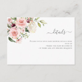 ピンクローゼベビーシャワー招待状エンクロージャカード エンクロージャーカード