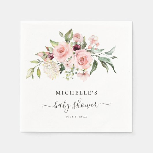 ピンクローゼベビーシャワー スタンダードカクテルナプキン (正面)