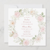 ピンクローゼベビーズブレスガールベビーシャワー 招待状 (正面)