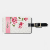 ピンクローゼベージュダマスク ラゲッジタグ (正面横)