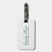 ピンクローゼベージュダマスク ラゲッジタグ (裏面縦)