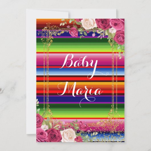 ピンクローゼメキシカンフェスタ赤ちゃんシャワー 招待状 (裏面)