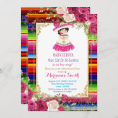 ピンクローゼメキシカンフェスタ赤ちゃんシャワー 招待状 (正面/裏面)
