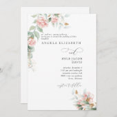 ピンクローゼユーカリプトゥスブライド結婚パーズ 招待状 (正面/裏面)