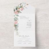 ピンクローゼユーカリプトゥス両結婚親のAll I オールインワン招待状 (内側)