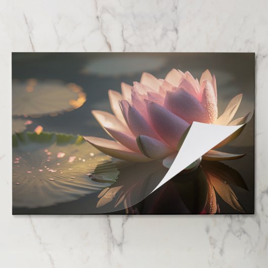 ピンクロータスインザモーニングライトティアウェイランチョンマット ペーパーパッド (折り畳み)