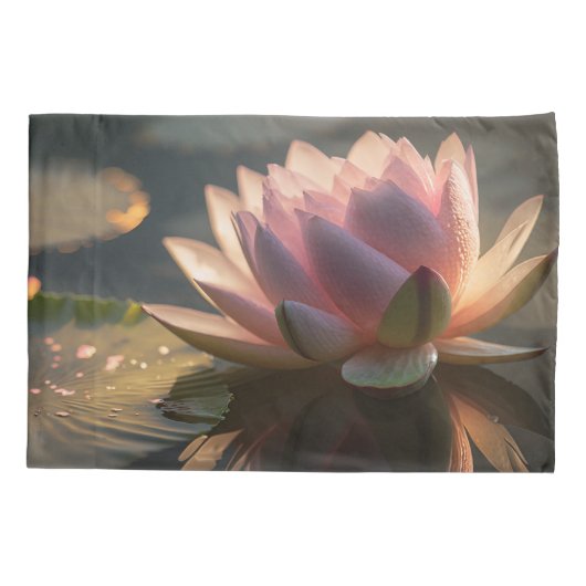 ピンクロータスインザモーニングライトピラロケース 枕カバー (裏面)