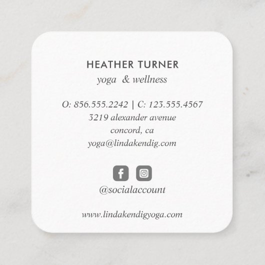 ピンクロータスウェルネススパマッサージヨガ スクエア名刺 (裏面)