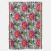 ピンクロータスウォーターリリーブランケット スローブランケット (正面縦)