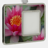 ピンクロータスウォーターリリー額縁オーナメント シルバープレートフレームオーナメント (右)