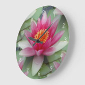 ピンクロータスウォーターリリー ラージ壁時計 (傾斜)