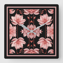 ピンクロータスクラシック スクエア壁時計