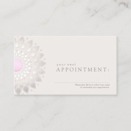 ピンクロータスサロンとスパアポイントメントカード 予約カード (正面)