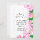 ピンクロータスフラワーインディアンドライブバイブライダルシャワー 招待状 (正面)