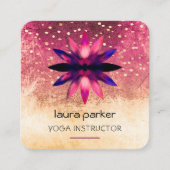 ピンクロータスフラワーウォーター色グランジレトロ スクエア名刺 (正面)