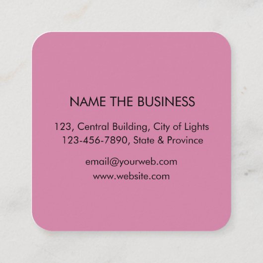 ピンクロータスフラワーウォーター色グランジレトロ スクエア名刺 (裏面)