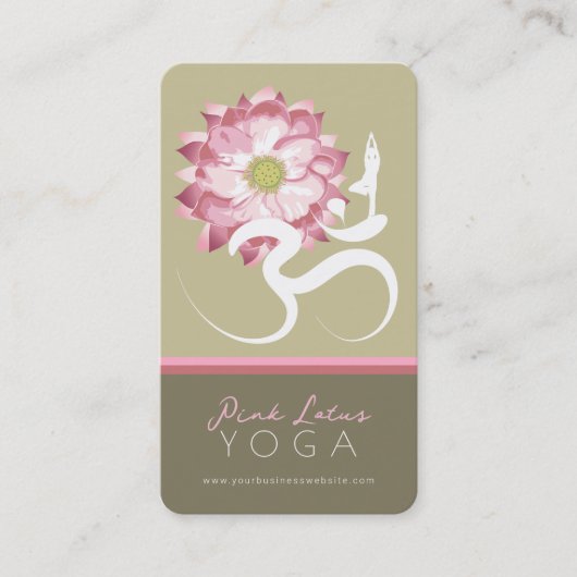 ピンクロータスフラワースピリチュアルヨガ先生オムシンボル 名刺 (正面)