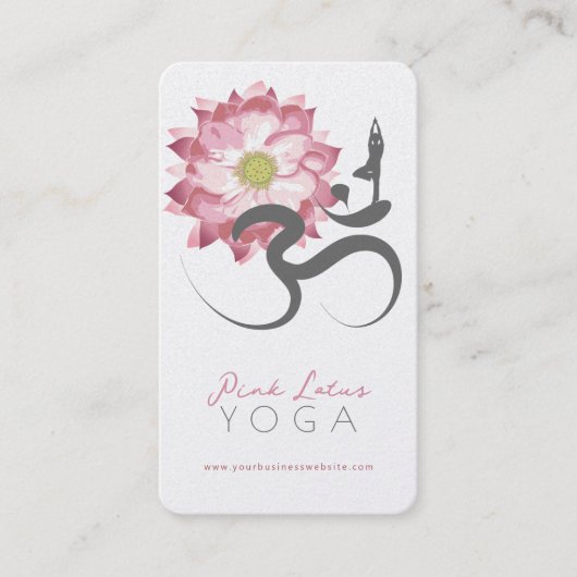 ピンクロータスフラワースピリチュアルヨガ先生オムシンボル 名刺 (正面)
