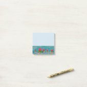 ピンクロータスフラワーズスケッチアートノート ポストイット (デスク上)