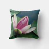 ピンクロータスフラワーフォトクッション41cm x 41cm クッション (裏面)