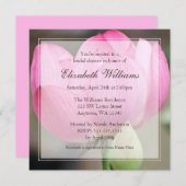 ピンクロータスフラワーブライダルシャワー招待状 招待状 (正面/裏面)