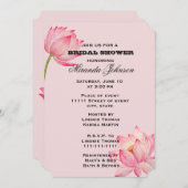 ピンクロータスフラワーブライダルシャワー 招待状 (正面/裏面)