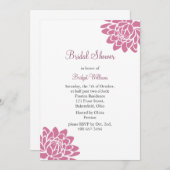 ピンクロータスフラワーブライダルシャワー（白） 招待状 (正面/裏面)