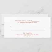 ピンクロータスフラワーマッサージフローラギフト券 (裏面)