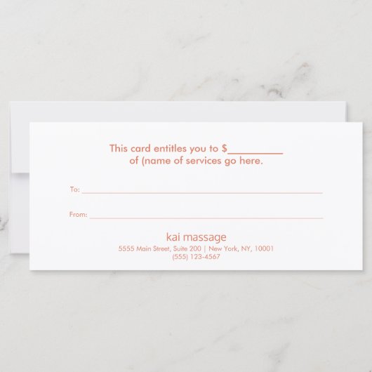 ピンクロータスフラワーマッサージフローラギフト券 (裏面)