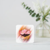 ピンクロータスフラワーヨガインストラクター禅美術 スクエア名刺 (スタンド正面)