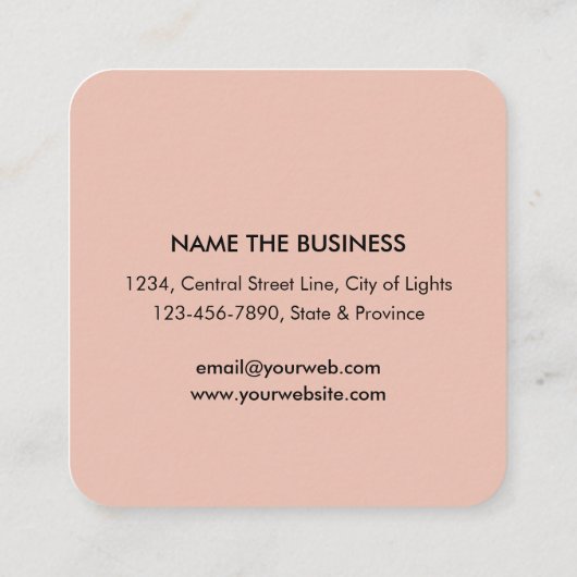 ピンクロータスフラワーヨガインストラクター禅美術 スクエア名刺 (裏面)