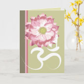 ピンクロータスフラワーヨガホワイトOMシンボルゼン カード (黄色い花)