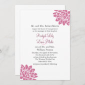 ピンクロータスフラワー結婚式招待状2（白） 招待状 (正面/裏面)