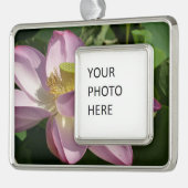 ピンクロータスフラワーII夏フローラ シルバープレートフレームオーナメント (左)