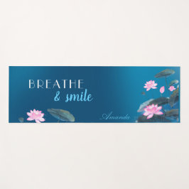 ピンクロータスフローラマインドフルネス名前ダークブルーY ヨガマット