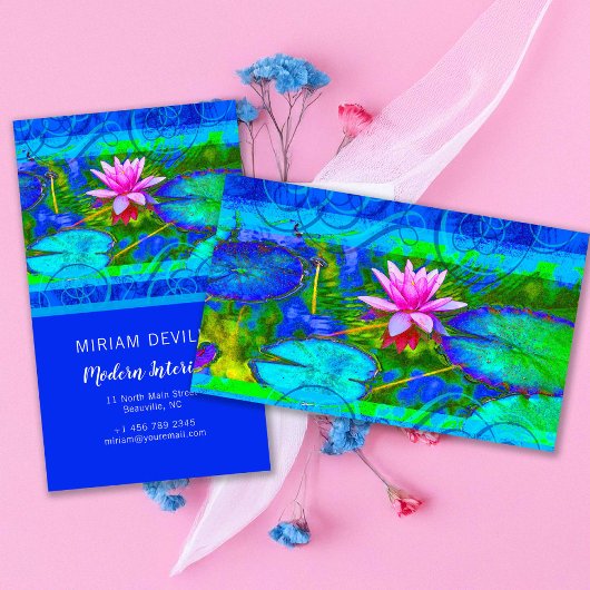 ピンクロータスブルーナマステブティックまたはヨガ 名刺