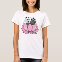 ピンクロータスホワイトレディバグTシャツ