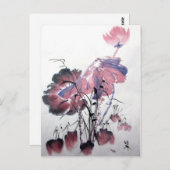 ピンクロータスポストカード ポストカード (正面/裏面)