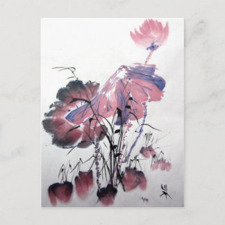 ピンクロータスポストカード ポストカード