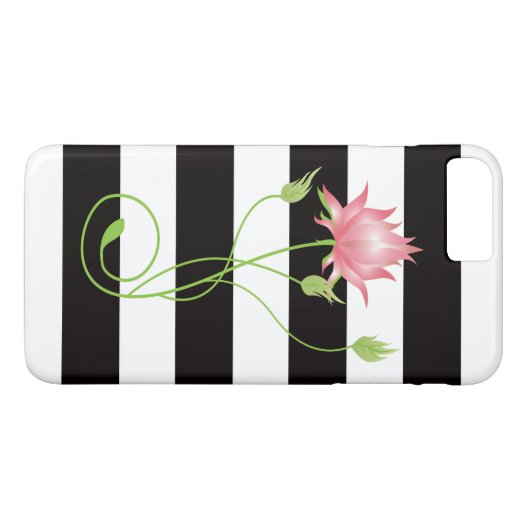 ピンクロータスモダンストライプフローラ Case-Mate iPhoneケース (裏面(横))