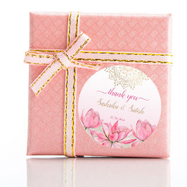 ピンクロータス金ゴールドマンダラ結婚インディアンの感謝していユーザ ラウンドシール