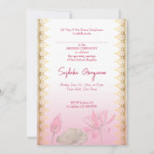 ピンクロータス金ゴールドマンダラ結婚インディアンズメンディ 招待状 (裏面)