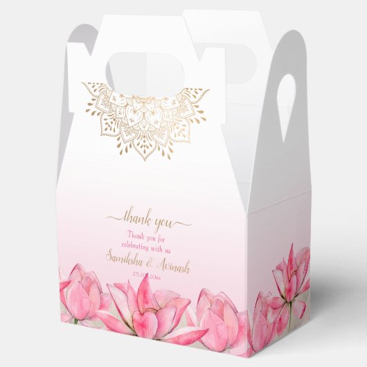 ピンクロータス金ゴールド結婚マンダラ感謝していーズユー フェイバーボックス (オープン)