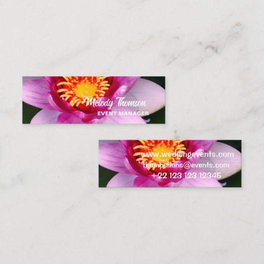 ピンクロータス開花、 スキニー名刺 (正面/裏面)